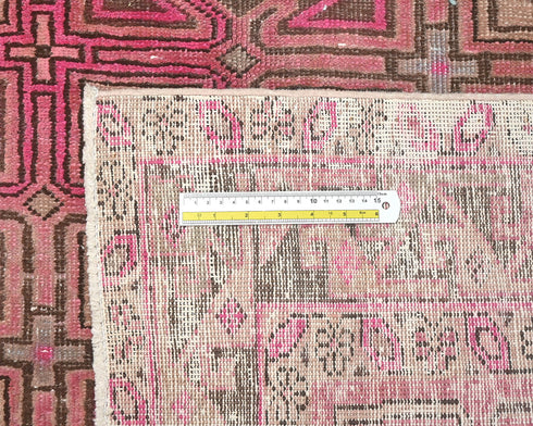 11 Ft Vintage Brown Persian Style Hand Knotted Low Pile Wool Runner Rug